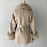 Autumn and Winter Double Face High End Real Fur Cashmere Wool Coat