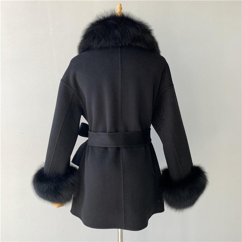 Autumn and Winter Double Face High End Real Fur Cashmere Wool Coat