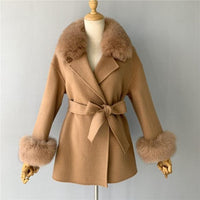 Autumn and Winter Double Face High End Real Fur Cashmere Wool Coat