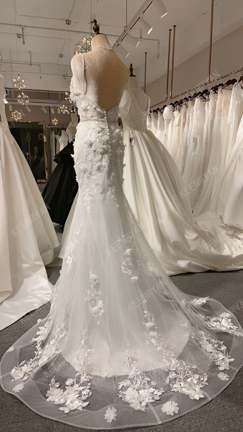 Sexy Mermaid Spaghetti Strap Chiffon Lace Wedding Dresses – MyChicDress