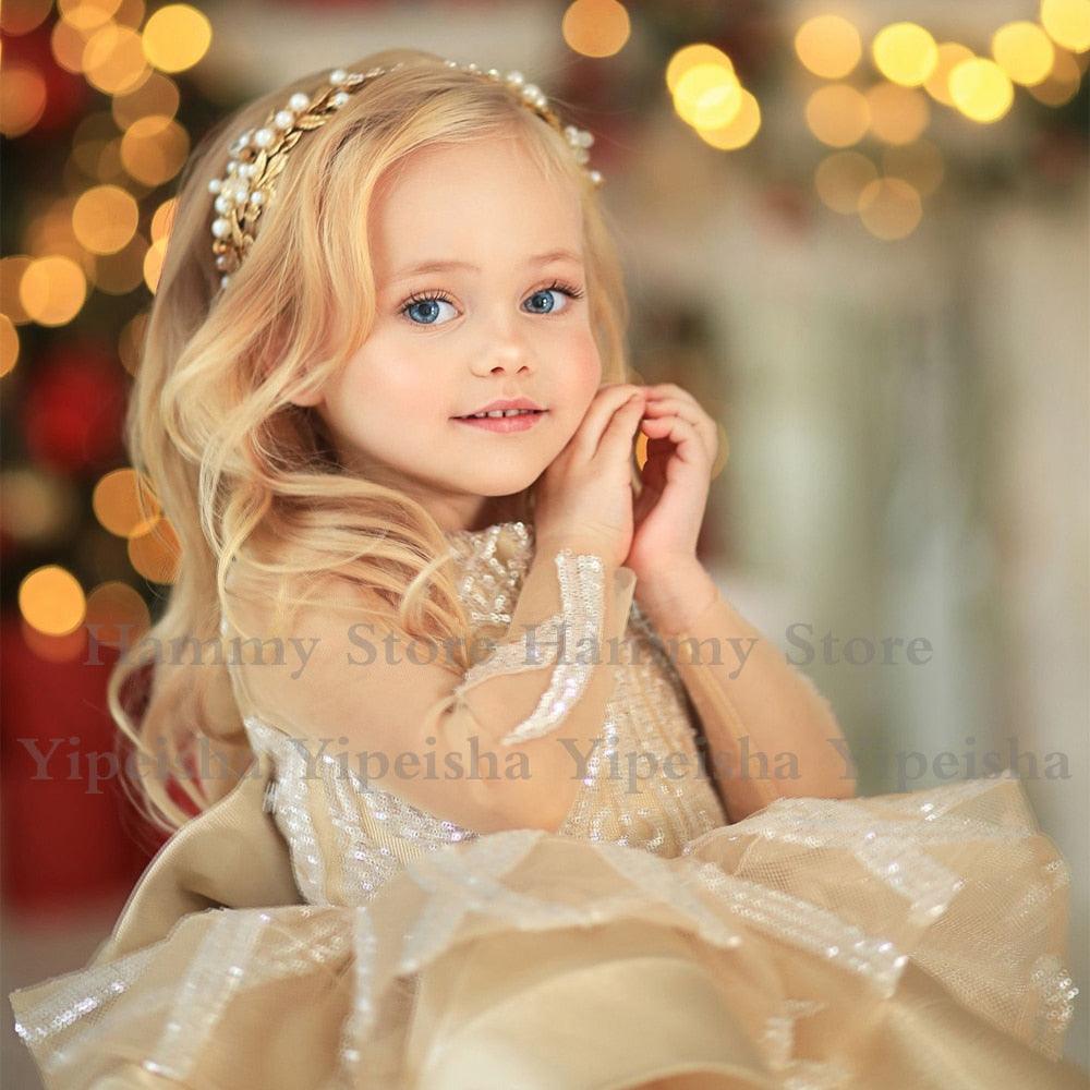 Champagne Baby Girl Tutu Dress Elegant Infant Tutu Gown for Special Occasions