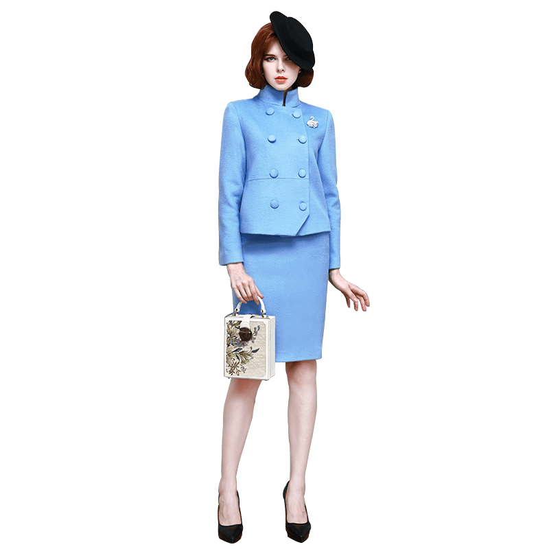 High-End 95% Australian Wool Tweed Celebrity Fashion Professional Dress – Elegant and Sophisticated Style