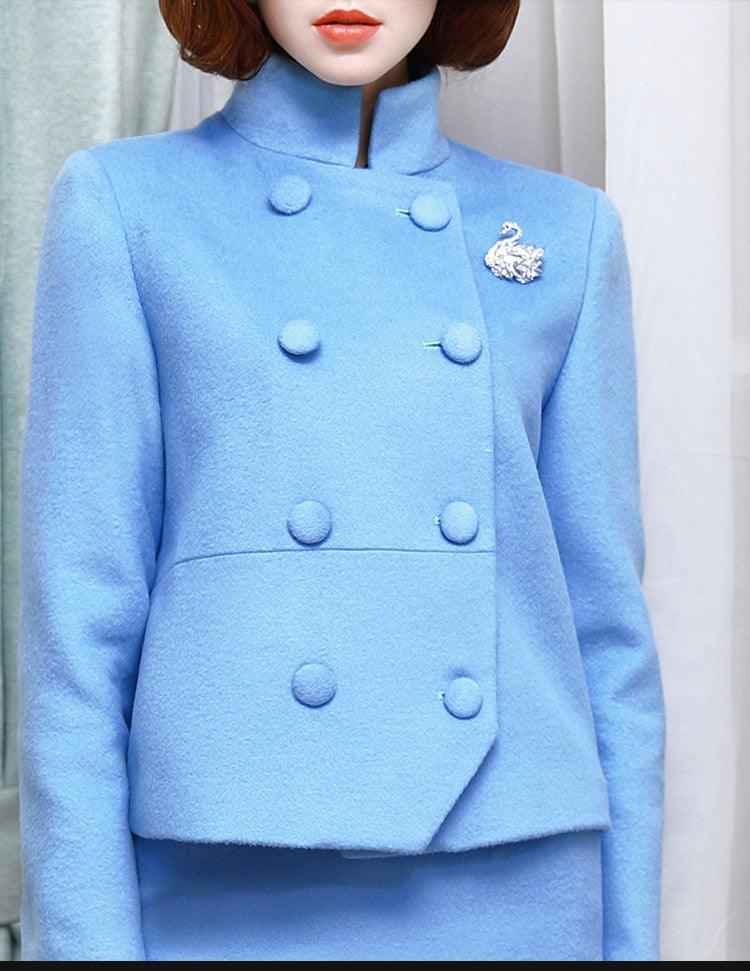 High-End 95% Australian Wool Tweed Celebrity Fashion Professional Dress – Elegant and Sophisticated Style