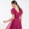 Elegant Burgundy A Line Sleeveless Ruffles Bridesmaid Dress
