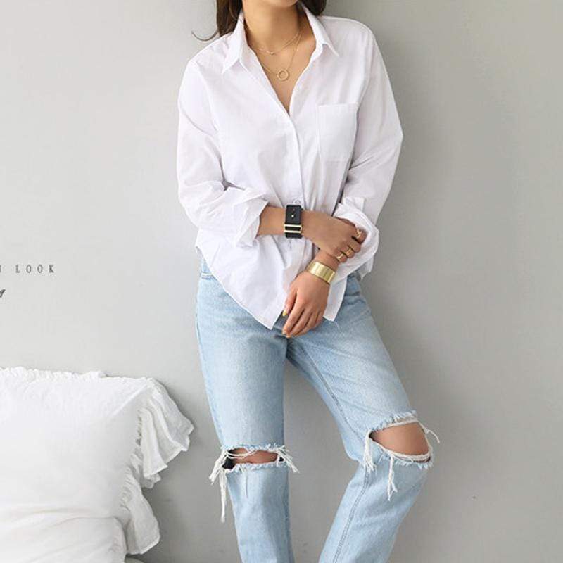 2020 Spring Women White Shirt