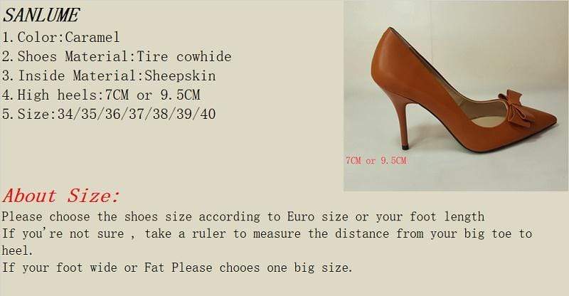 Sexy Handmade cowhide Caramel color Elegant style office shoes women