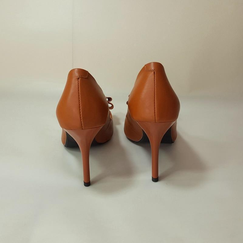 Sexy White high heels  Elegant handmade Head layer cowhide pointed toe office shoes