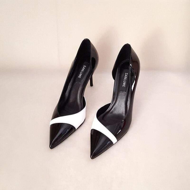 Sexy White high heels  Elegant handmade Head layer cowhide pointed toe office shoes - HER SHOP