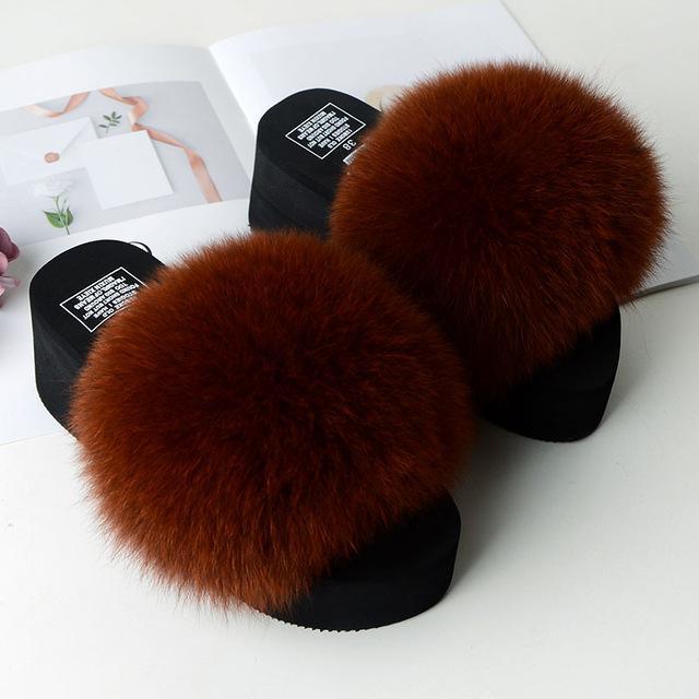 Women's Cute Plush Fox Fur Fluffy Slippers (25 Colors)