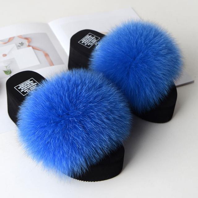 Women's Cute Plush Fox Fur Fluffy Slippers (25 Colors)