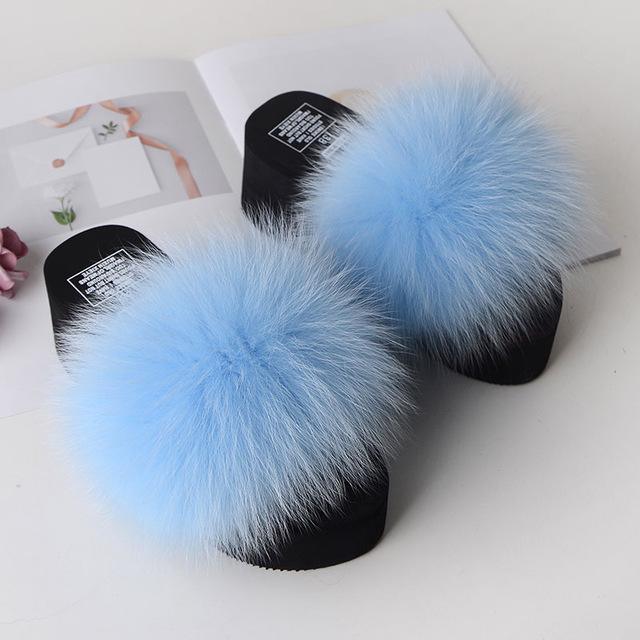 Women's Cute Plush Fox Fur Fluffy Slippers (25 Colors)