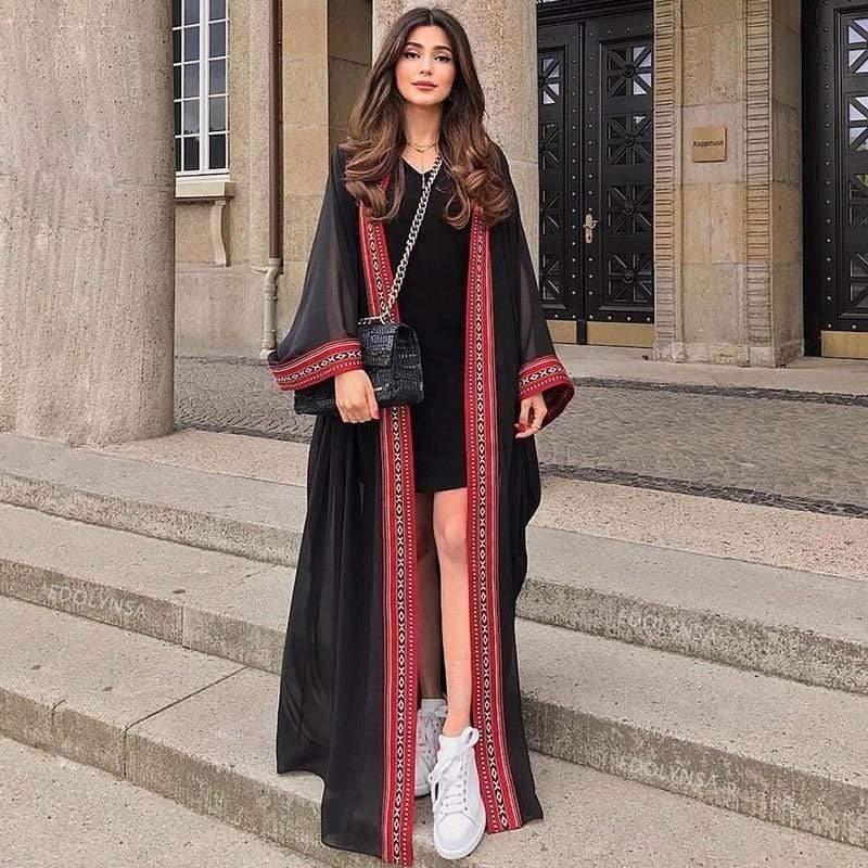 Her Shop Sleepwear 2020 See Through Embroidered Long Kimono - HER SHOP