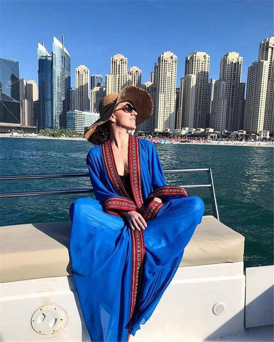 Her Shop Sleepwear 2020 See Through Embroidered Long Kimono - HER SHOP