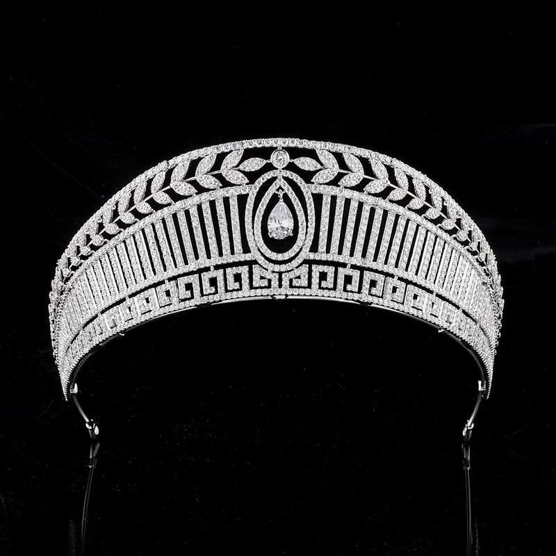 Her Shop Spanish Royal Queen Princess Cubic Tiaras Wedding Crown - HER SHOP