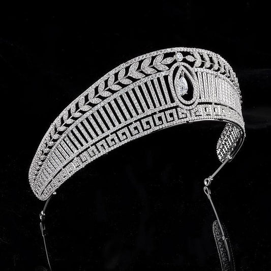 Her Shop Spanish Royal Queen Princess Cubic Tiaras Wedding Crown - HER SHOP
