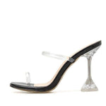 Summer Fashion Crystal Transparent  Heeled Slippers