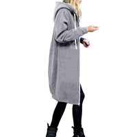 Her Shop Sweatshirts & Hoodies Dark grey / S Casual Long Zippered Hooded Jacket