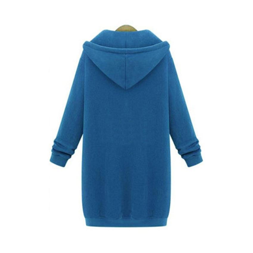 Her Shop Sweatshirts & Hoodies Casual Long Zippered Hooded Jacket