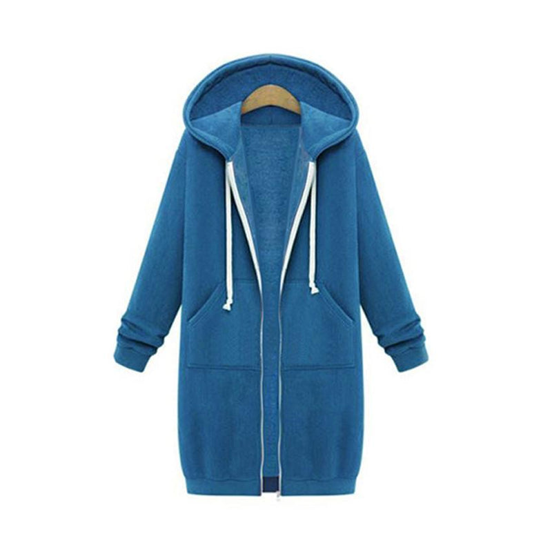 Her Shop Sweatshirts & Hoodies Casual Long Zippered Hooded Jacket