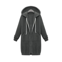 Her Shop Sweatshirts & Hoodies Dark grey / S Casual Long Zippered Hooded Jacket