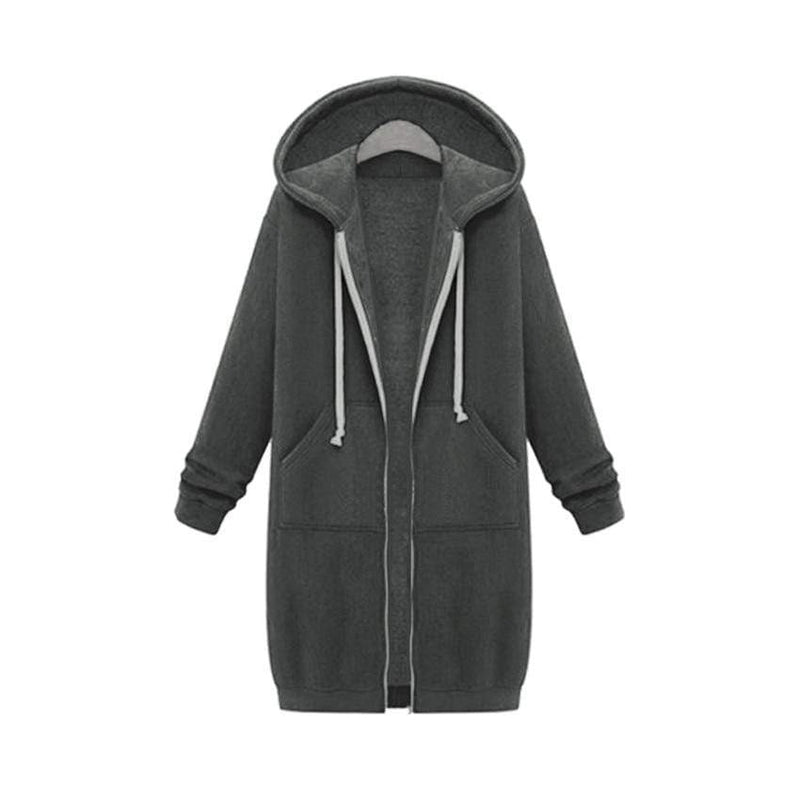 Casual Long Zippered Hooded Jacket