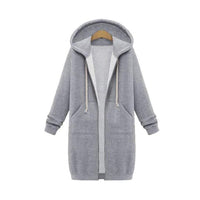 Her Shop Sweatshirts & Hoodies Dark grey / S Casual Long Zippered Hooded Jacket