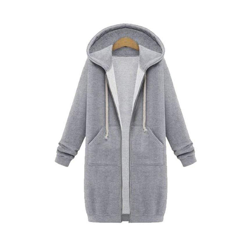 Casual Long Zippered Hooded Jacket