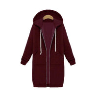 Her Shop Sweatshirts & Hoodies Casual Long Zippered Hooded Jacket