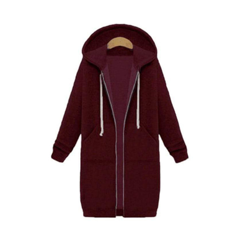 Her Shop Sweatshirts & Hoodies Casual Long Zippered Hooded Jacket