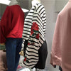 Roses Embroidery Vintage Striped Sweatshirt
