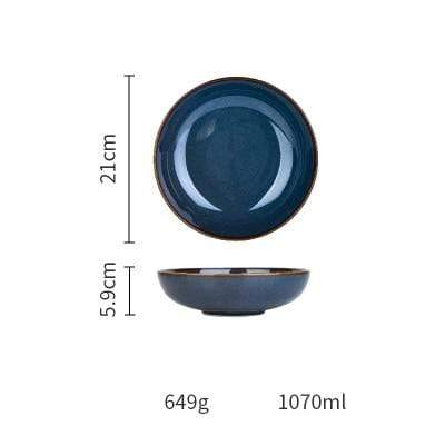 European Dim Deep Blue Color Ceramic Tableware
