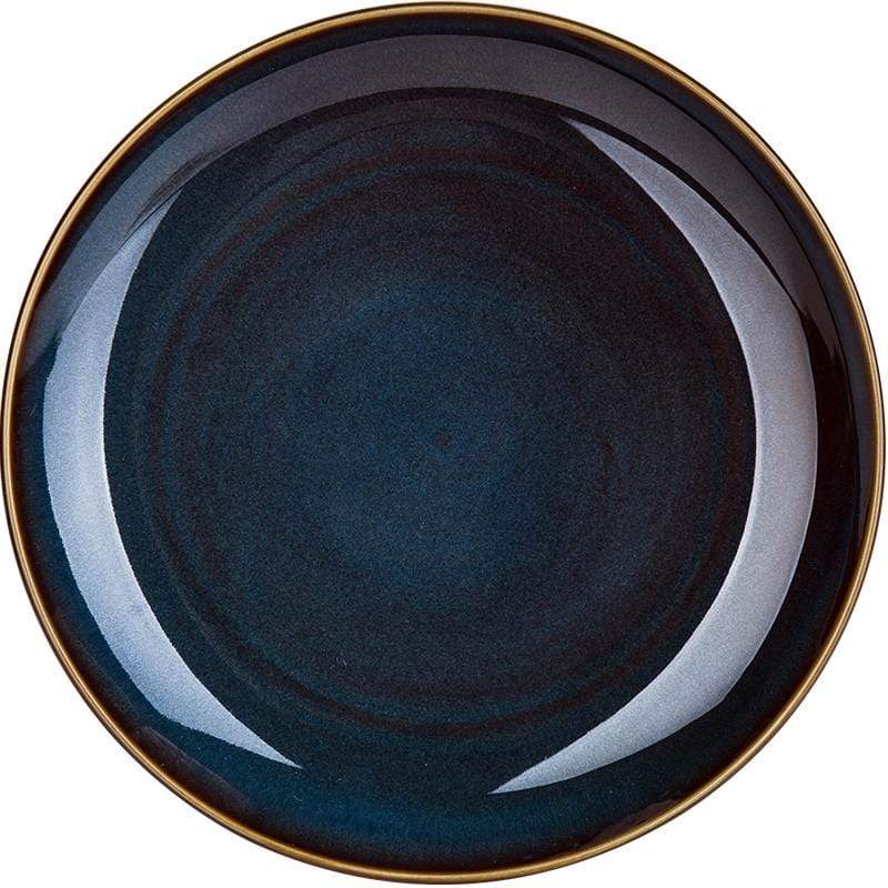 European Dim Deep Blue Color Ceramic Tableware