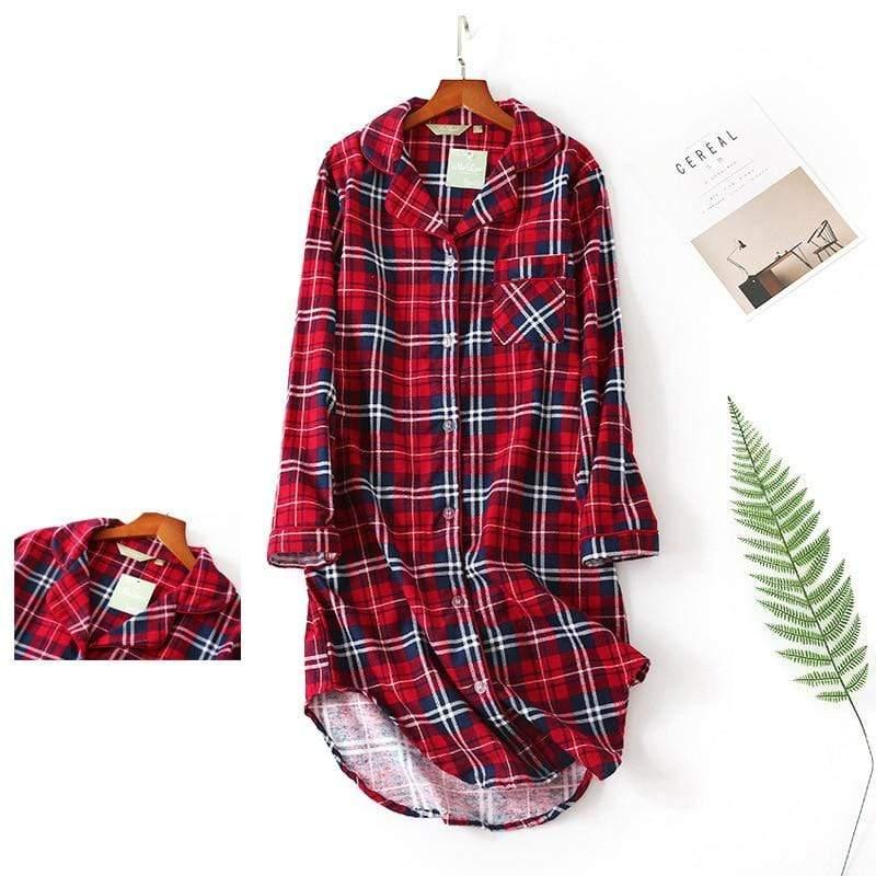 Flannel Nightdress Plus Size Women Sleepwear - HER SHOP