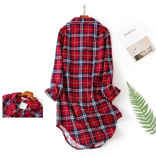 Flannel Nightdress Plus Size Women Sleepwear - HER SHOP