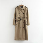 Her Shop Trench Coat Khaki / S chic epaulet design long trench coat