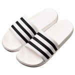 Unisex Soft Black and White Striped Casual Summer Slippers
