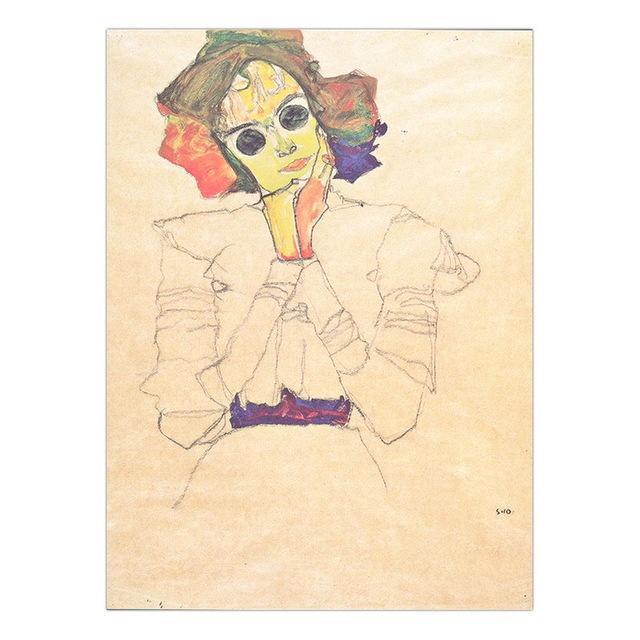 Vinsonloud Home Decoration Print Canvas Wall Art Picture Poster Paintings Oil Unframed Drawings Austrian Egon Schiele
